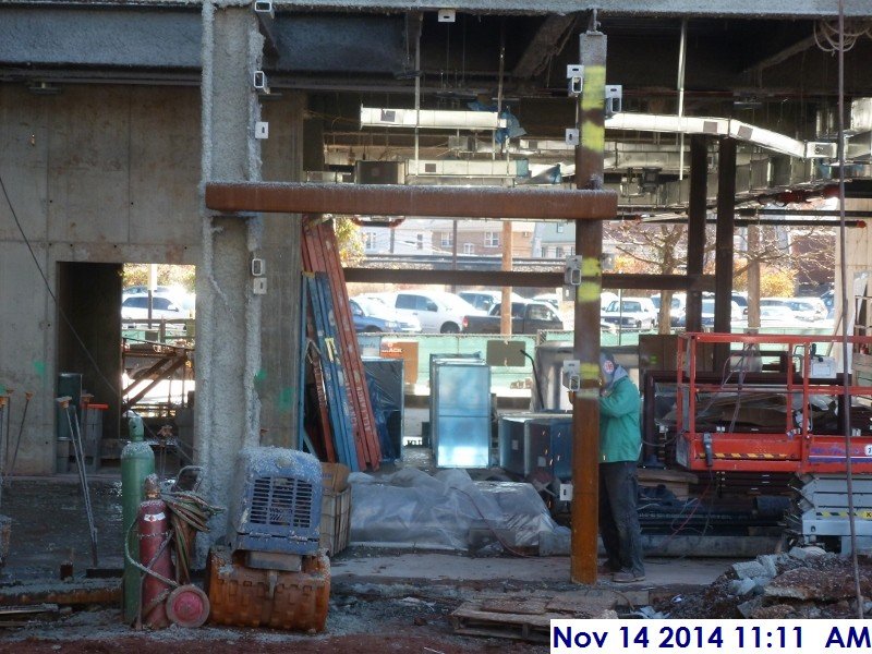Welding clips along the columns at the 1st floor North Elevation